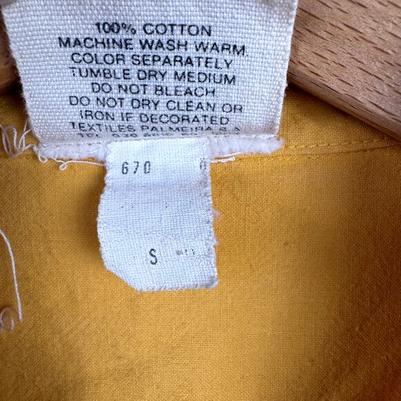 Vintage Coco Beach Club Shirt Sz Small Yellow Cotton Short Sleeve Button Up 90s - Picture 4 of 8
